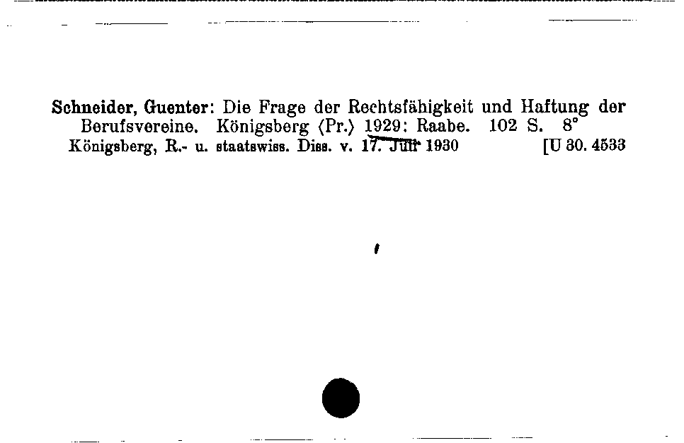 [Katalogkarte Dissertationenkatalog bis 1980]