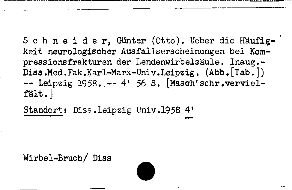 [Katalogkarte Dissertationenkatalog bis 1980]