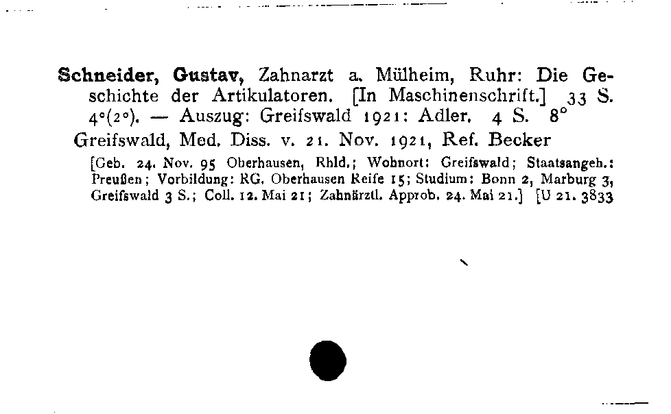 [Katalogkarte Dissertationenkatalog bis 1980]