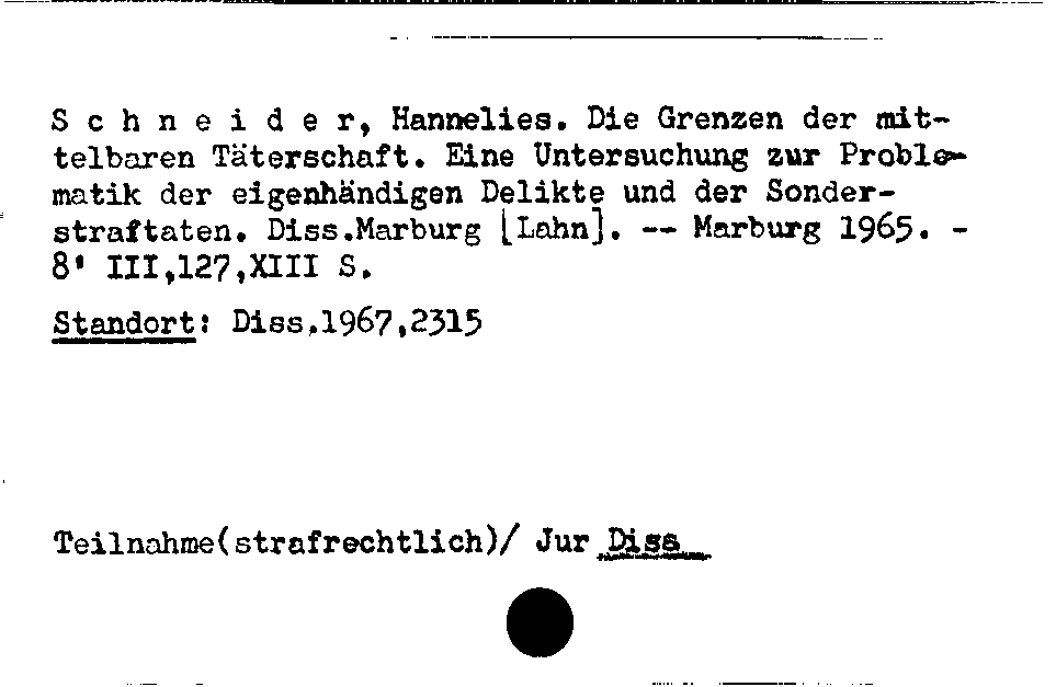 [Katalogkarte Dissertationenkatalog bis 1980]