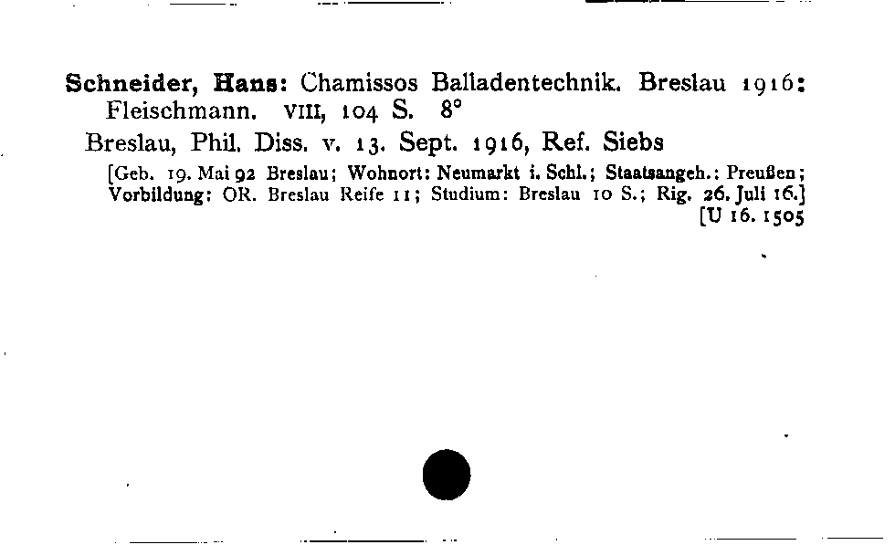 [Katalogkarte Dissertationenkatalog bis 1980]