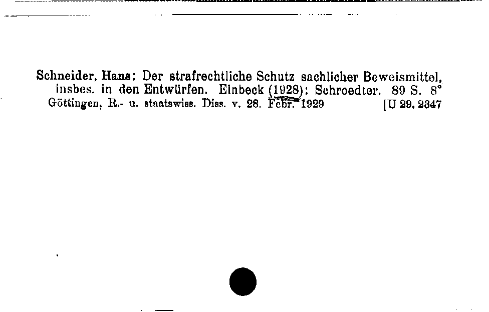 [Katalogkarte Dissertationenkatalog bis 1980]