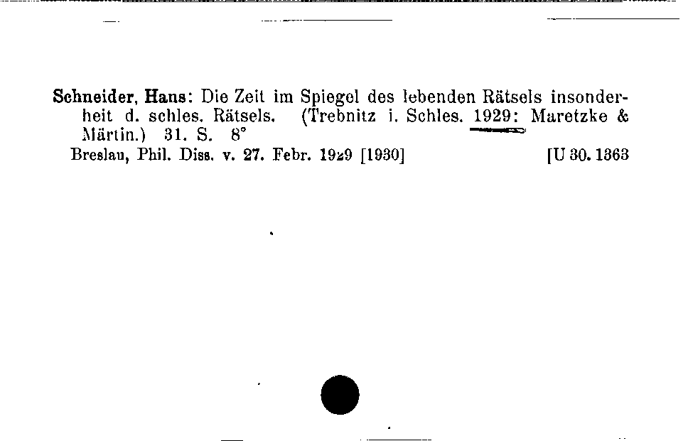 [Katalogkarte Dissertationenkatalog bis 1980]