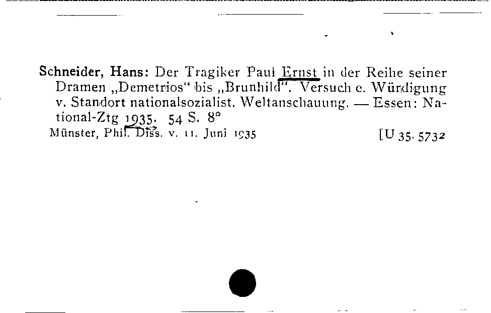 [Katalogkarte Dissertationenkatalog bis 1980]