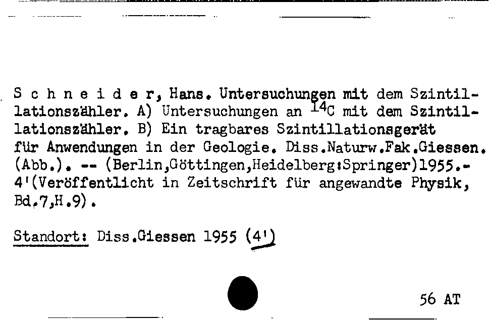 [Katalogkarte Dissertationenkatalog bis 1980]