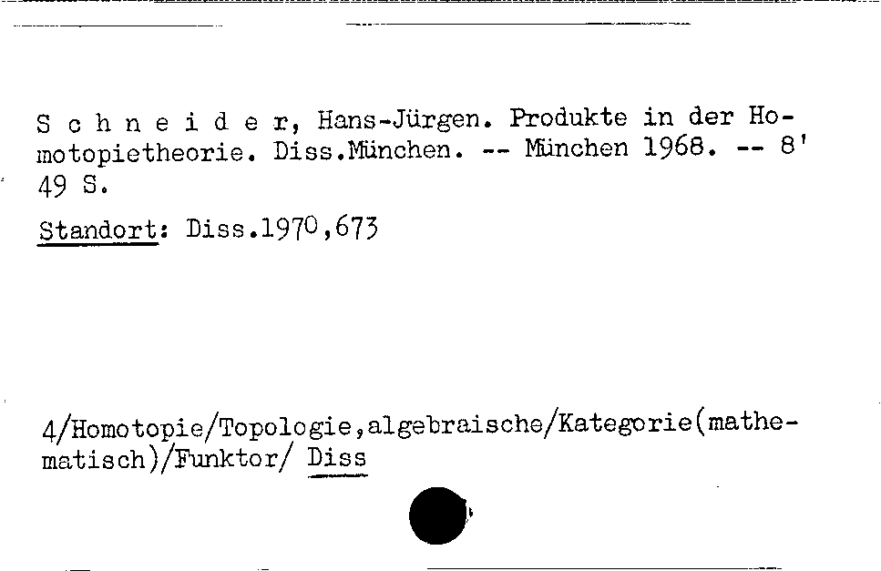 [Katalogkarte Dissertationenkatalog bis 1980]