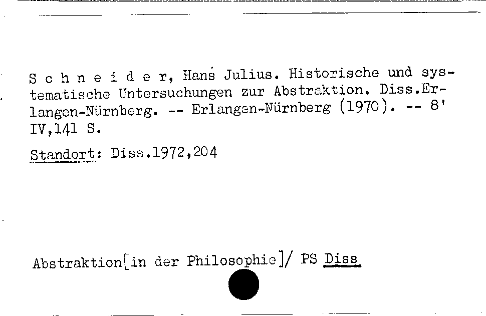 [Katalogkarte Dissertationenkatalog bis 1980]