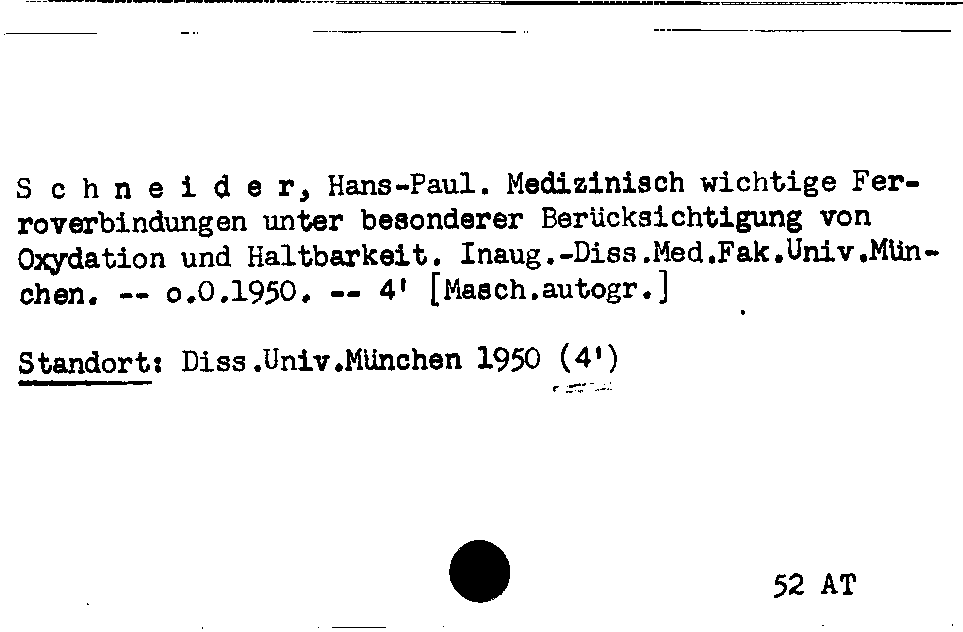 [Katalogkarte Dissertationenkatalog bis 1980]