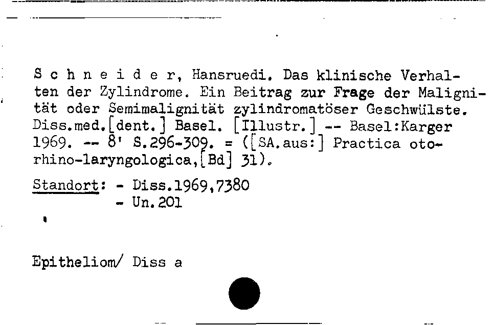 [Katalogkarte Dissertationenkatalog bis 1980]