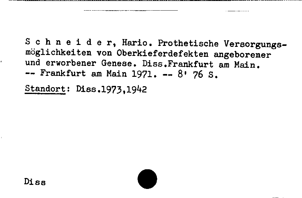 [Katalogkarte Dissertationenkatalog bis 1980]