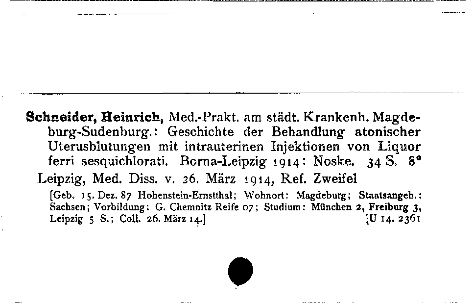 [Katalogkarte Dissertationenkatalog bis 1980]