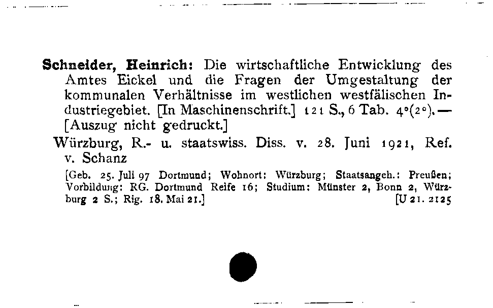 [Katalogkarte Dissertationenkatalog bis 1980]