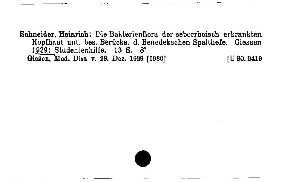 [Katalogkarte Dissertationenkatalog bis 1980]