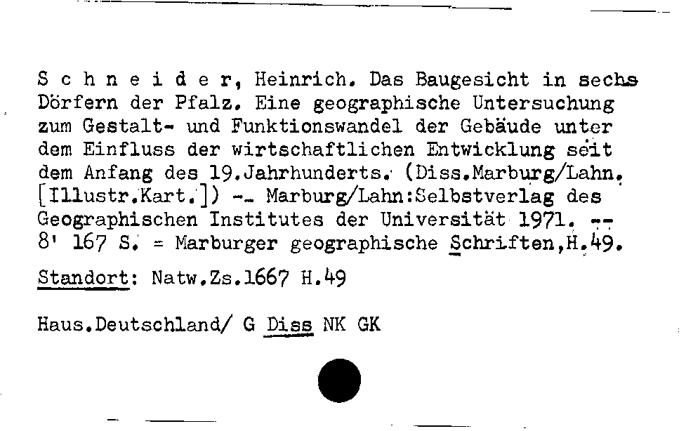 [Katalogkarte Dissertationenkatalog bis 1980]