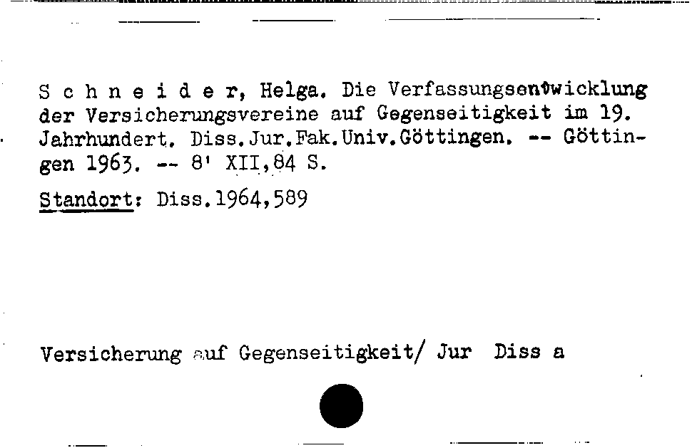 [Katalogkarte Dissertationenkatalog bis 1980]