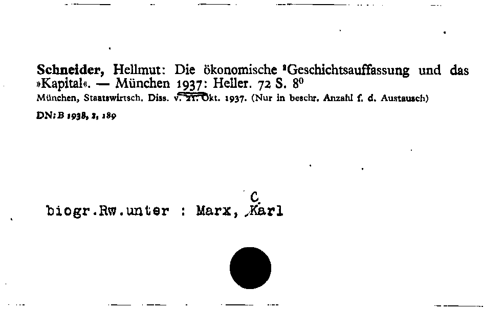 [Katalogkarte Dissertationenkatalog bis 1980]