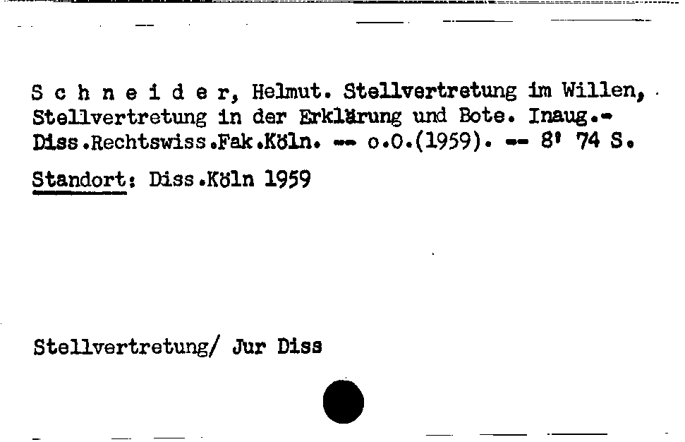 [Katalogkarte Dissertationenkatalog bis 1980]