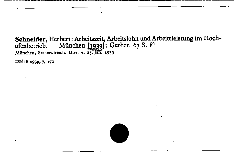 [Katalogkarte Dissertationenkatalog bis 1980]