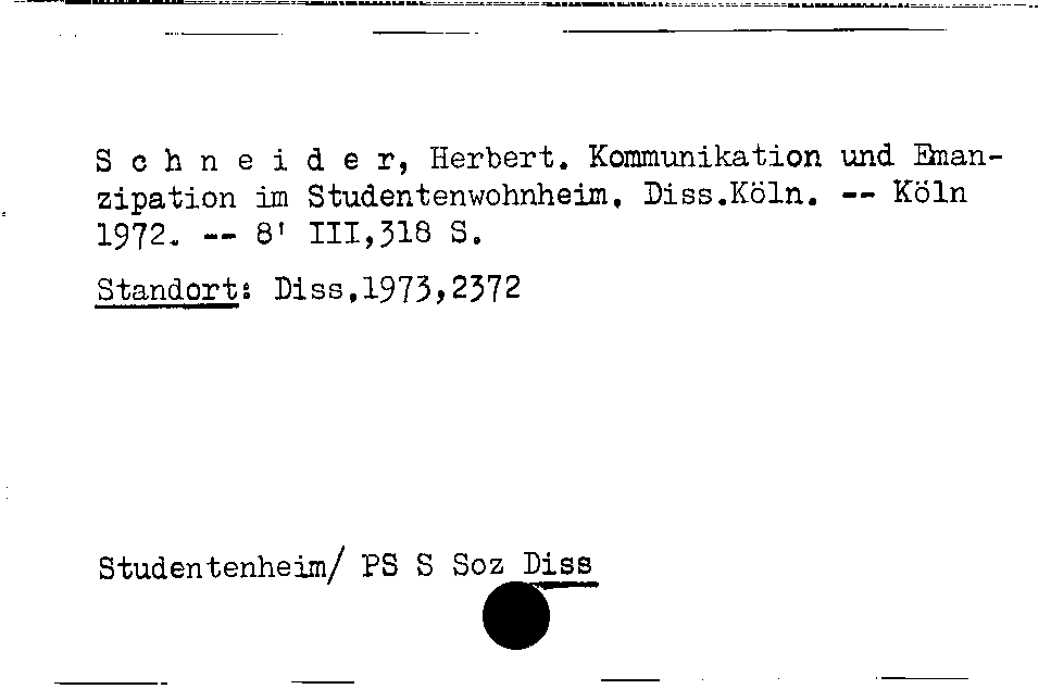 [Katalogkarte Dissertationenkatalog bis 1980]