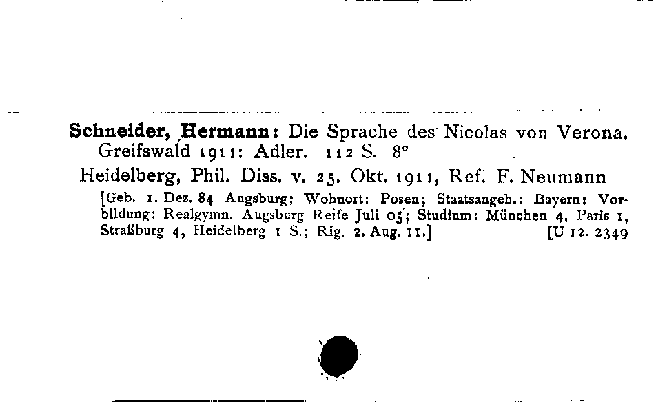 [Katalogkarte Dissertationenkatalog bis 1980]