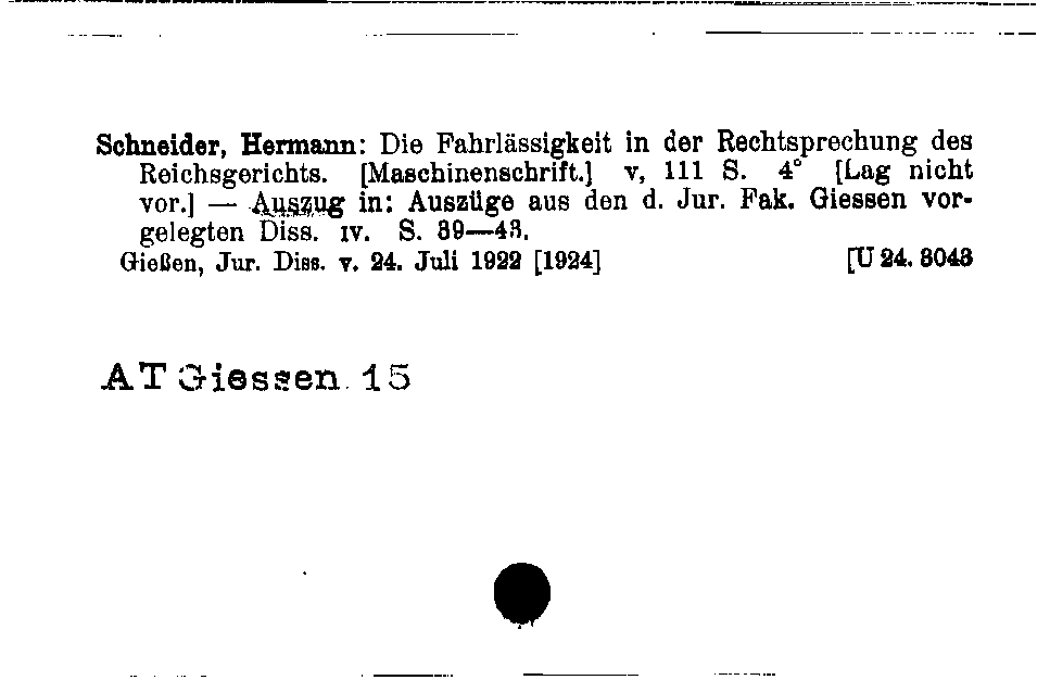 [Katalogkarte Dissertationenkatalog bis 1980]