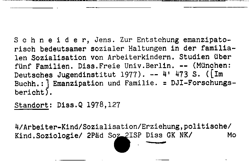 [Katalogkarte Dissertationenkatalog bis 1980]