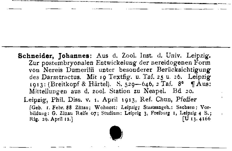 [Katalogkarte Dissertationenkatalog bis 1980]