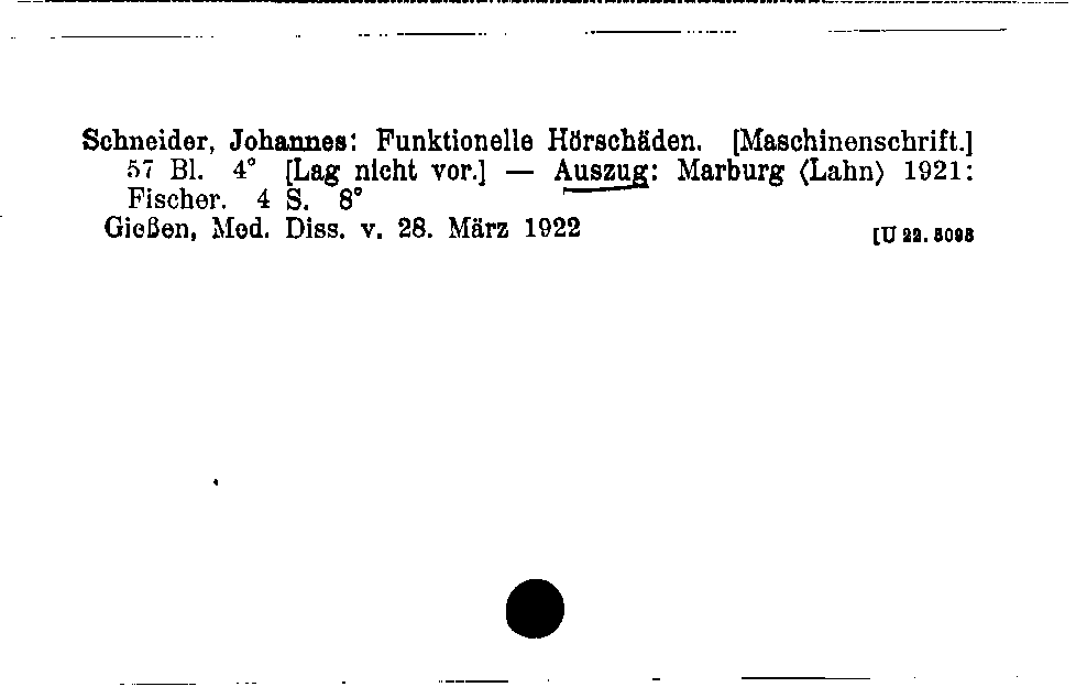 [Katalogkarte Dissertationenkatalog bis 1980]