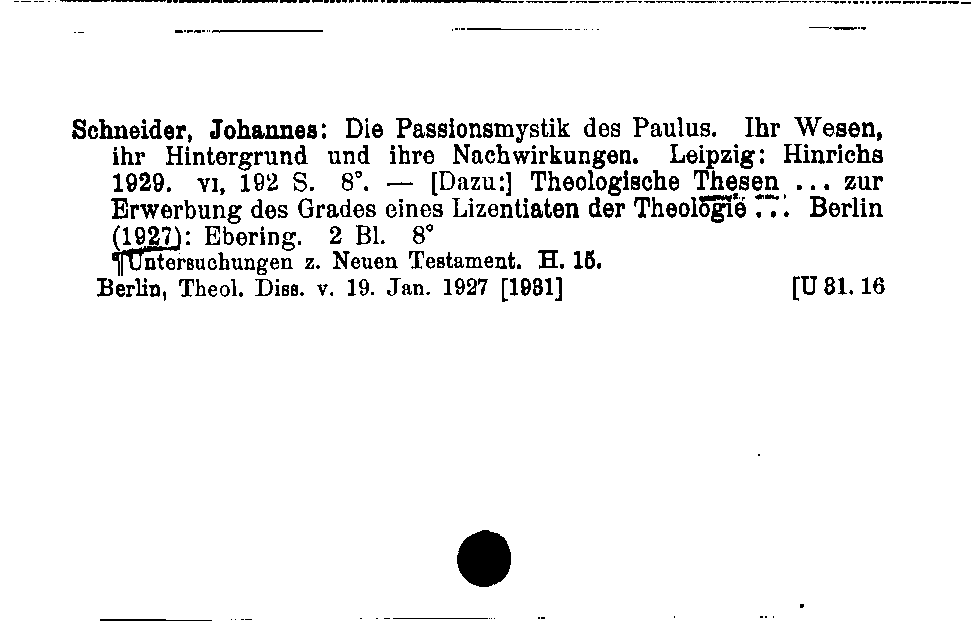 [Katalogkarte Dissertationenkatalog bis 1980]