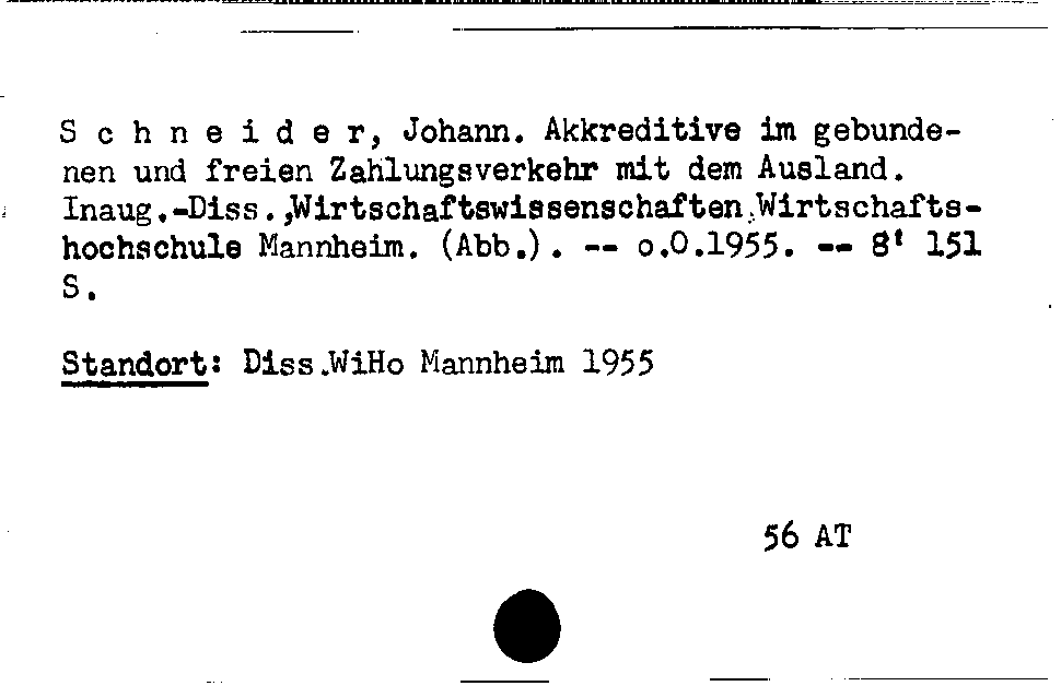 [Katalogkarte Dissertationenkatalog bis 1980]