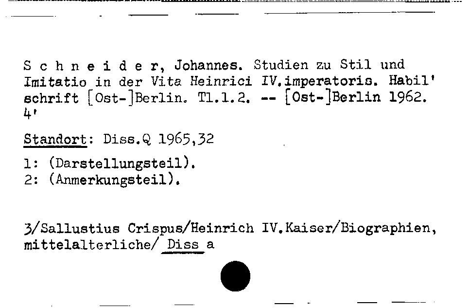 [Katalogkarte Dissertationenkatalog bis 1980]