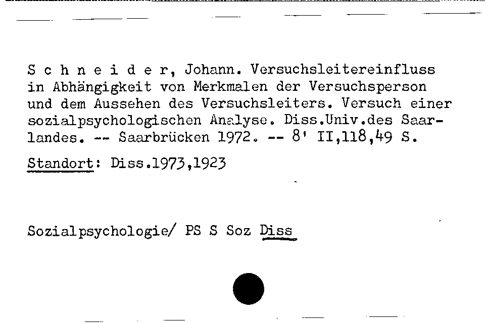 [Katalogkarte Dissertationenkatalog bis 1980]