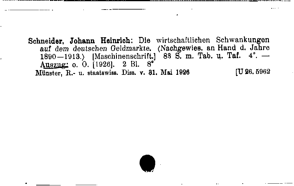 [Katalogkarte Dissertationenkatalog bis 1980]