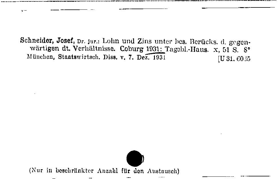 [Katalogkarte Dissertationenkatalog bis 1980]