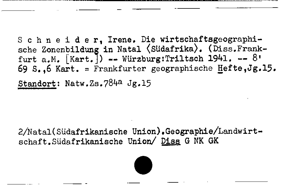 [Katalogkarte Dissertationenkatalog bis 1980]