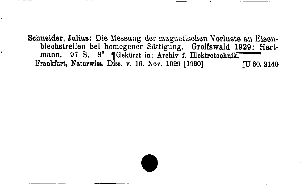 [Katalogkarte Dissertationenkatalog bis 1980]