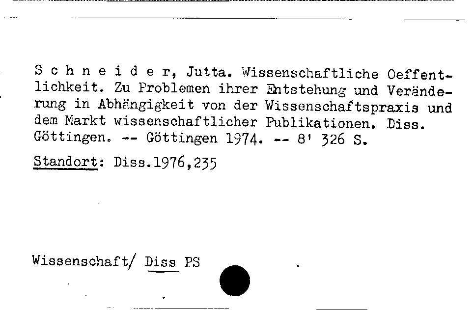 [Katalogkarte Dissertationenkatalog bis 1980]