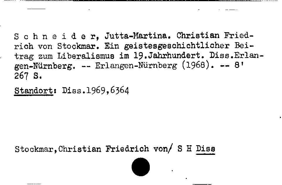 [Katalogkarte Dissertationenkatalog bis 1980]