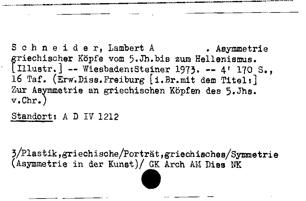 [Katalogkarte Dissertationenkatalog bis 1980]