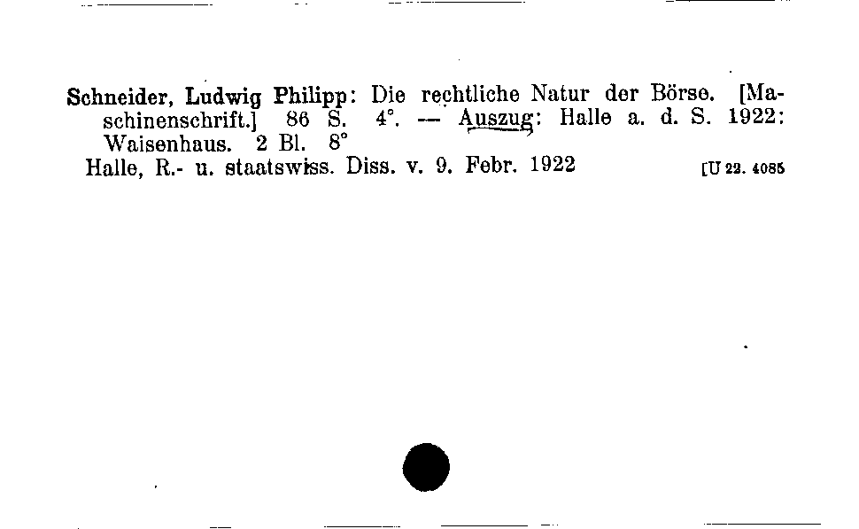 [Katalogkarte Dissertationenkatalog bis 1980]