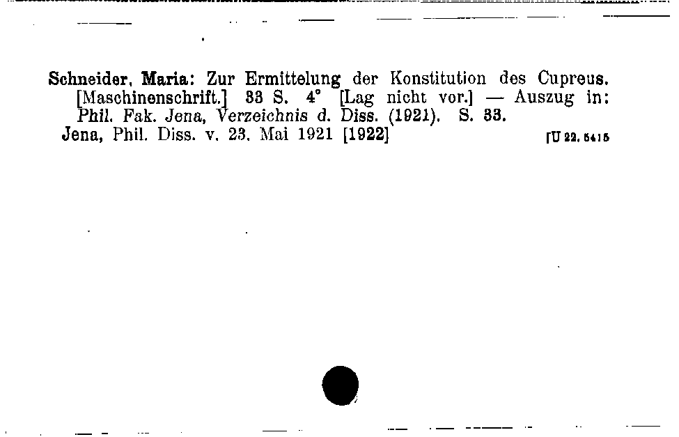 [Katalogkarte Dissertationenkatalog bis 1980]