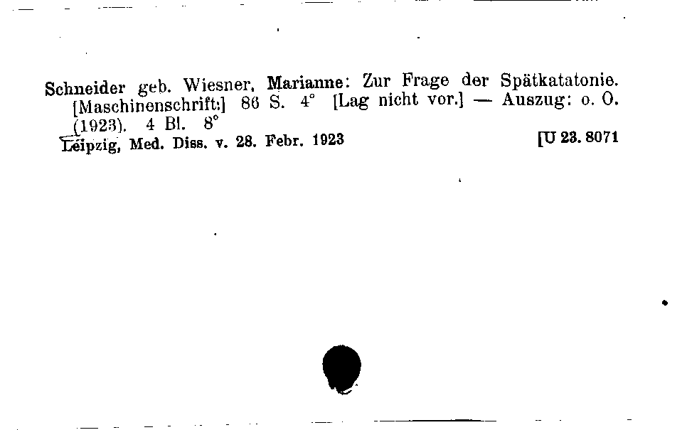 [Katalogkarte Dissertationenkatalog bis 1980]