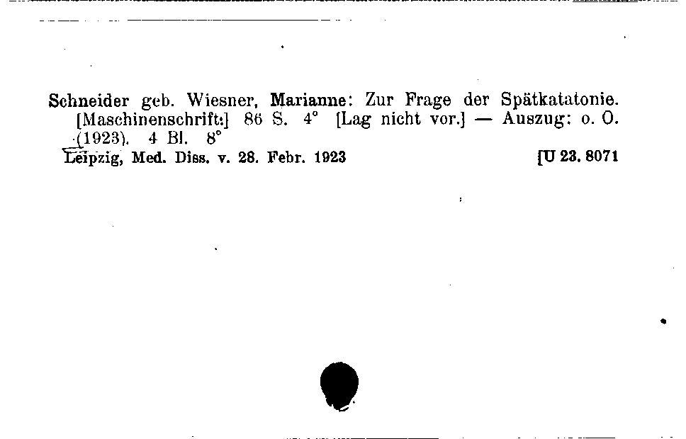 [Katalogkarte Dissertationenkatalog bis 1980]