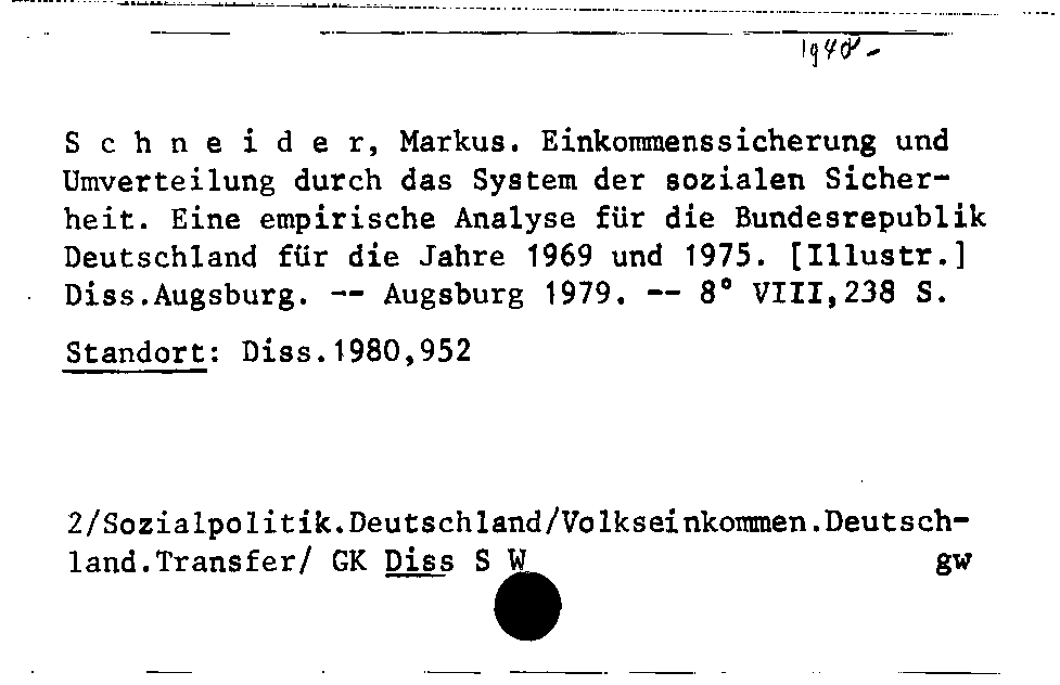 [Katalogkarte Dissertationenkatalog bis 1980]