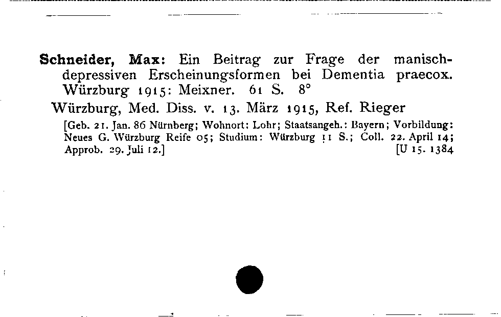 [Katalogkarte Dissertationenkatalog bis 1980]