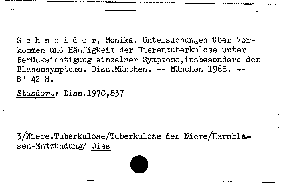 [Katalogkarte Dissertationenkatalog bis 1980]