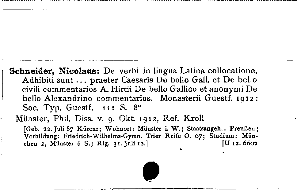 [Katalogkarte Dissertationenkatalog bis 1980]