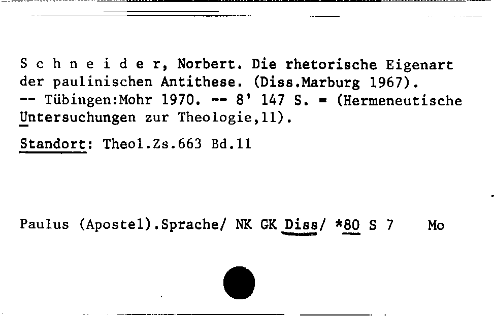 [Katalogkarte Dissertationenkatalog bis 1980]