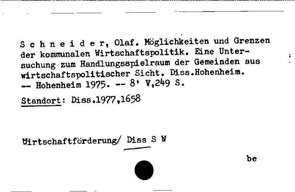 [Katalogkarte Dissertationenkatalog bis 1980]