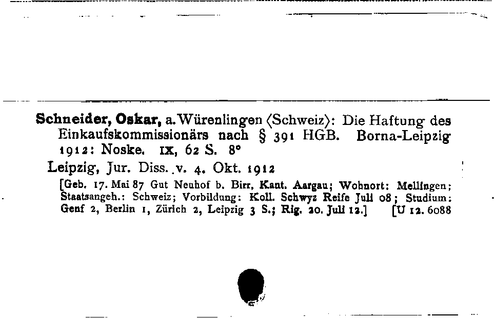 [Katalogkarte Dissertationenkatalog bis 1980]